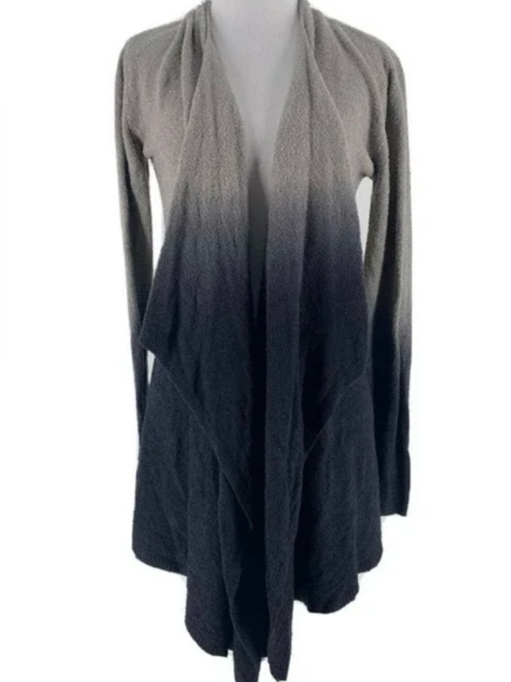 Barefoot Dreams Ombre Open-Front Cardigan in Taupe to Black